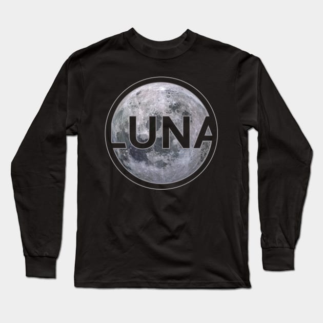Moon with Luna lettering gift space idea Long Sleeve T-Shirt by sweetczak